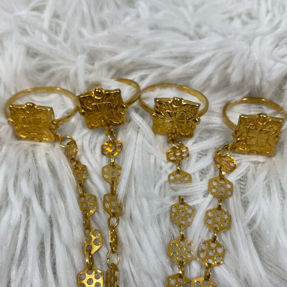 Vintage Gold Plated Sterling Silver Belly Dance Bracelet Rings Jewelry Cuff - Picture 5 of 12